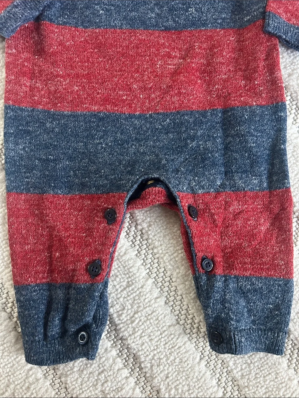 GAP Red & Navy Striped Knit Baby Footie